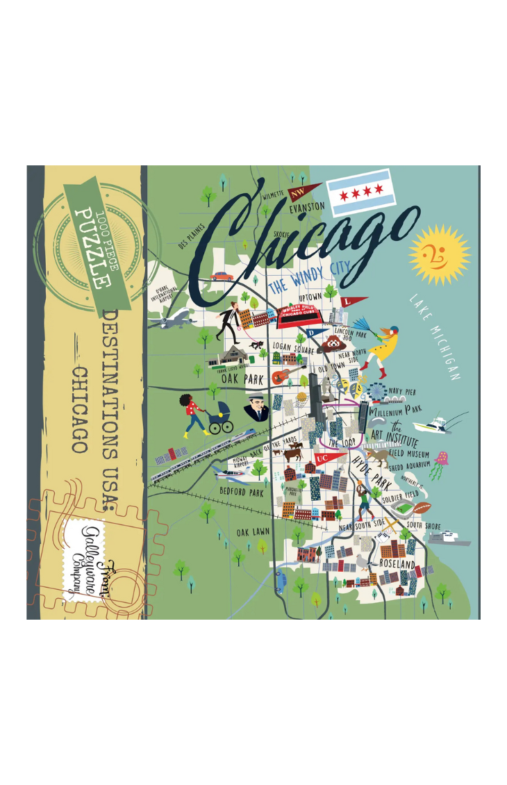 White Mountain Chicago Love 1000 Piece Jigsaw Puzzle - Windy City Collage Art