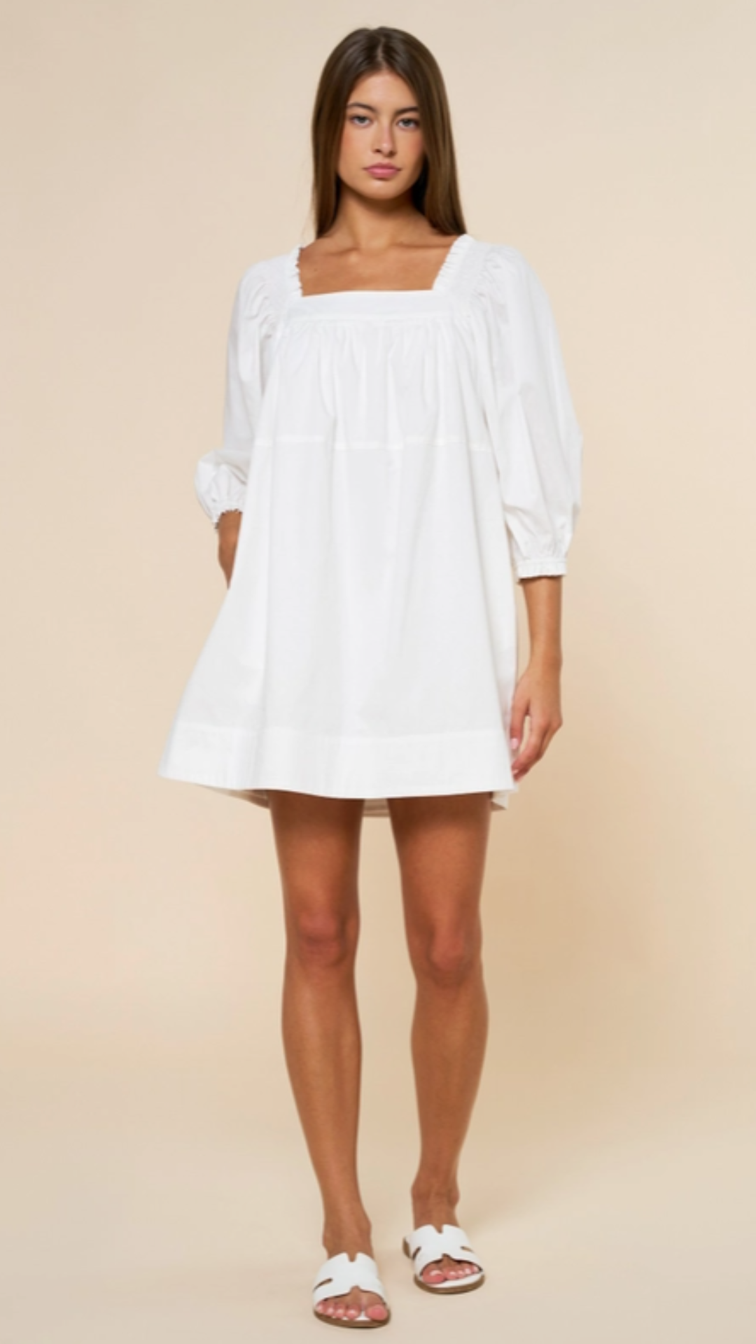 white cotton summer mini dress Scallop Edge Cotton White Mini Dress